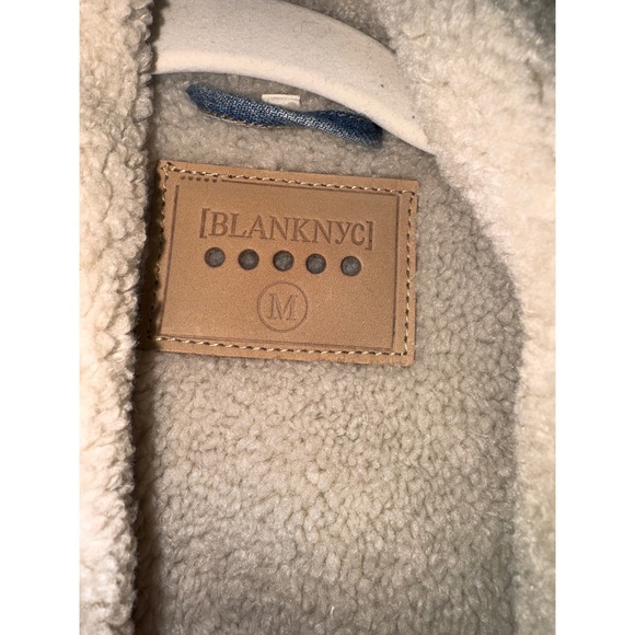 Blank NYC Denim Jacket Sherpa Collar Lined Oversized Moto Coat Medium‎ - Picture 6 of 10